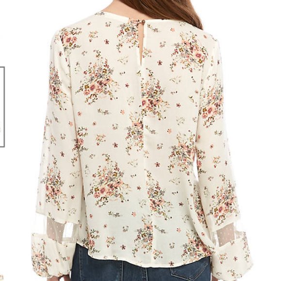 New Jolt Long Sleeve Woven Blouse Juniors Small - Picture 2 of 4